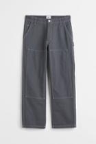 H & M - Relaxed Fit Twill Pants - Gray