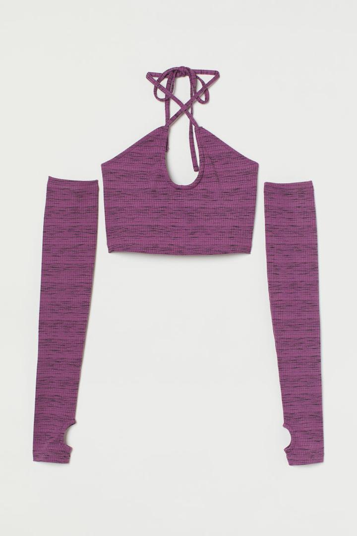 H & M - Top And Arm Warmers - Purple