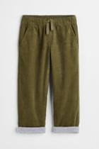 H & M - Lined Corduroy Joggers - Green