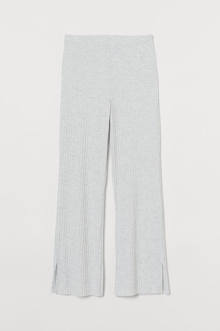 H & M - Ribbed Jersey Pants - Gray