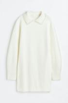 H & M - Collared Knit Dress - White