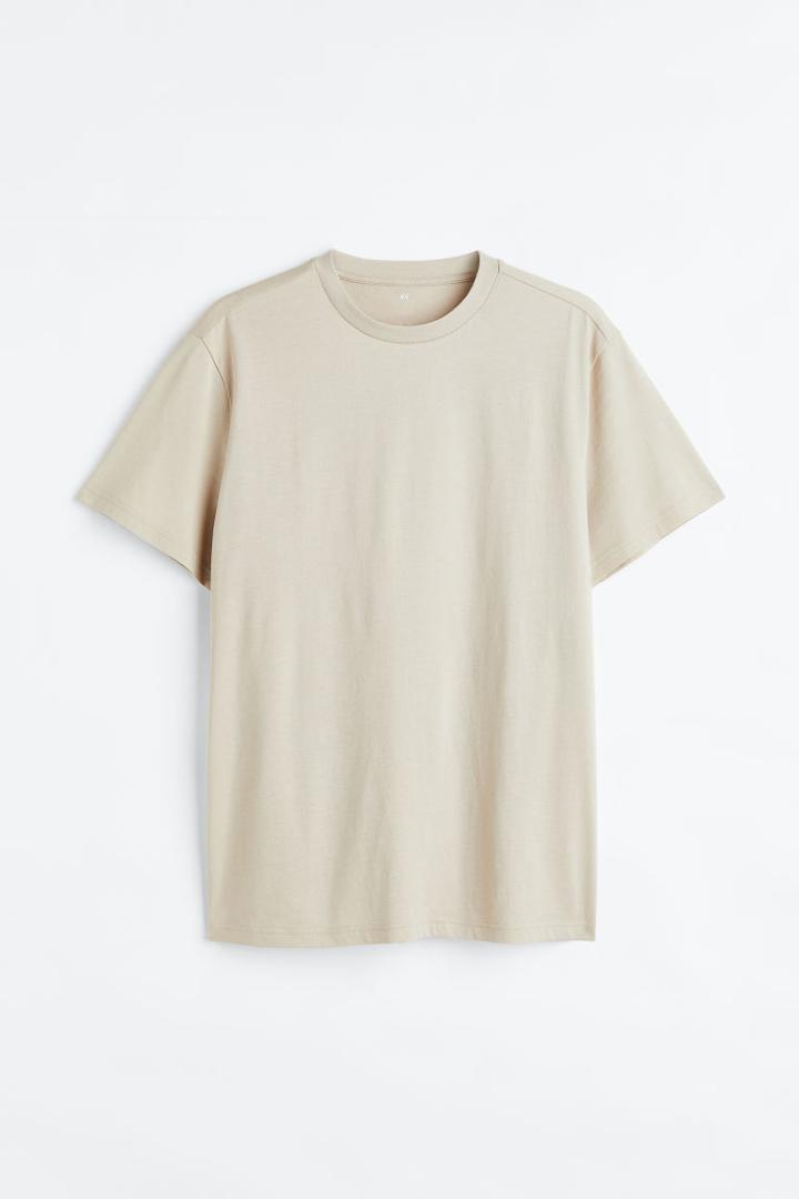 H & M - Regular Fit Crew-neck T-shirt - Beige