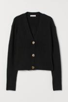 H & M - Rib-knit Cardigan - Black