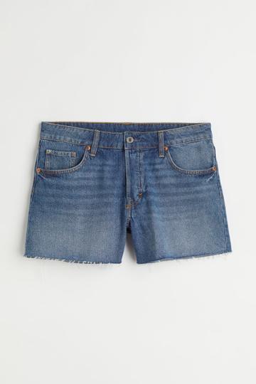 H & M - 90's Boyfriend Low Denim Shorts - Blue