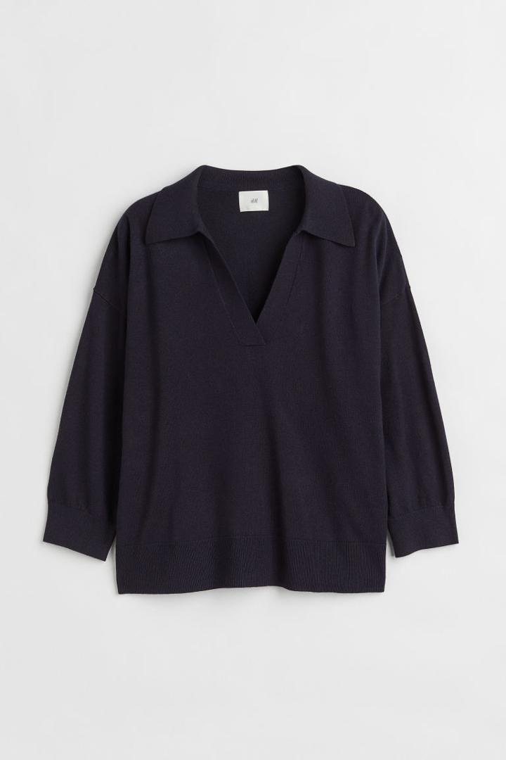 H & M - Sweater With Collar - Blue