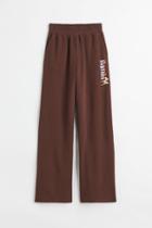 H & M - Wide-leg Printed Sweatpants - Brown