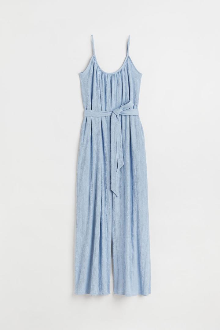 H & M - Tie-belt Jumpsuit - Blue
