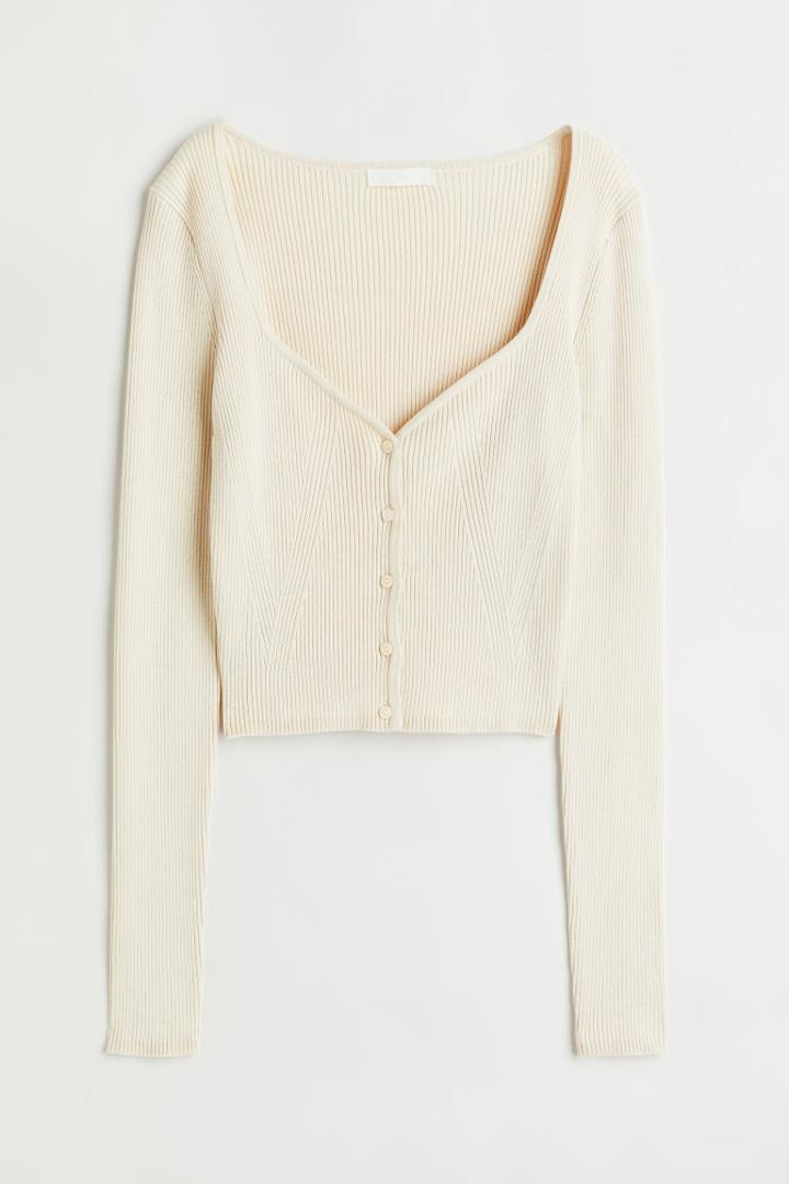 H & M - Ribbed Sweater - Beige