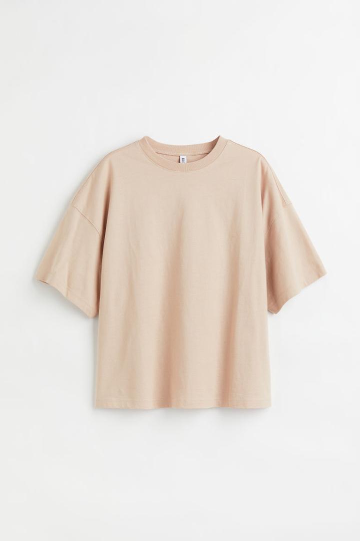 H & M - Boxy T-shirt - Beige