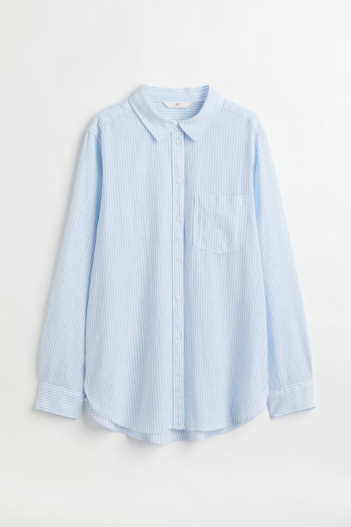 H & M - Linen-blend Shirt - Blue