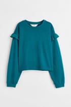 H & M - Flounced Sweatshirt - Turquoise