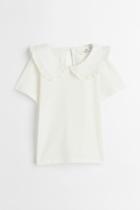 H & M - T-shirt With Collar - White