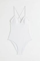 H & M - Padded-cup Swimsuit - White