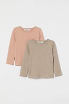 H & M - 2-pack Ribbed Tops - Orange