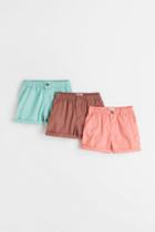 H & M - 3-pack Cotton Poplin Shorts - Turquoise