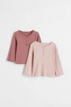 H & M - 2-pack Long-sleeved Tops - Pink