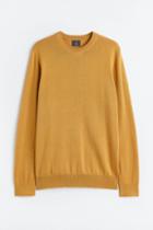 H & M - Slim Fit Fine-knit Cotton Sweater - Yellow