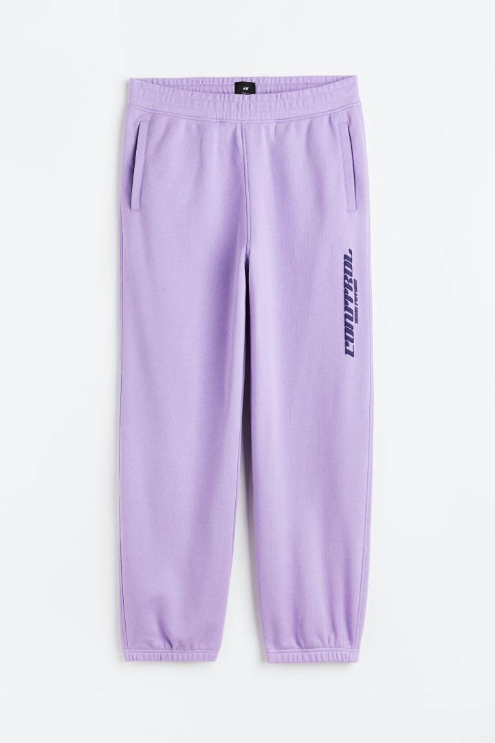 H & M - Loose Fit Printed Sweatpants - Purple