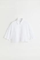 H & M - Linen Crop Shirt - White
