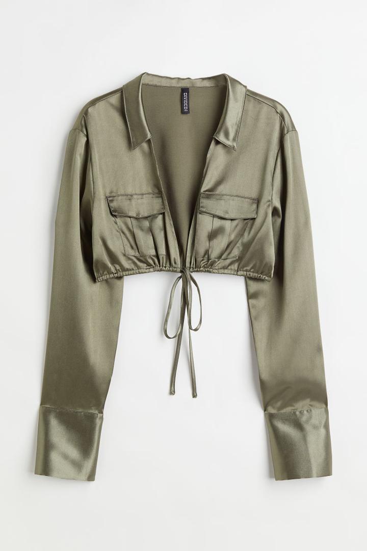 H & M - Utility Crop Shirt - Green