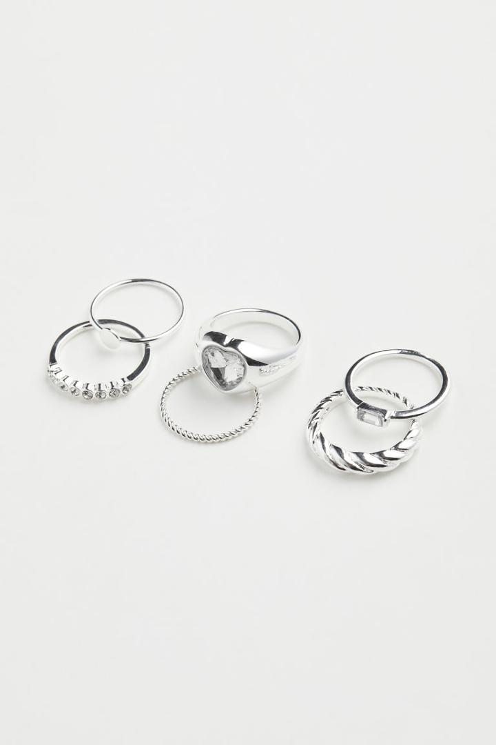 H & M - 6-pack Rings - Silver