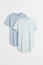 H & M - 2-pack Long Fit T-shirts - Turquoise