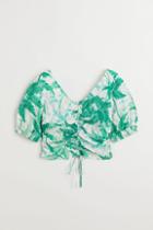 H & M - V-neck Drawstring Blouse - White