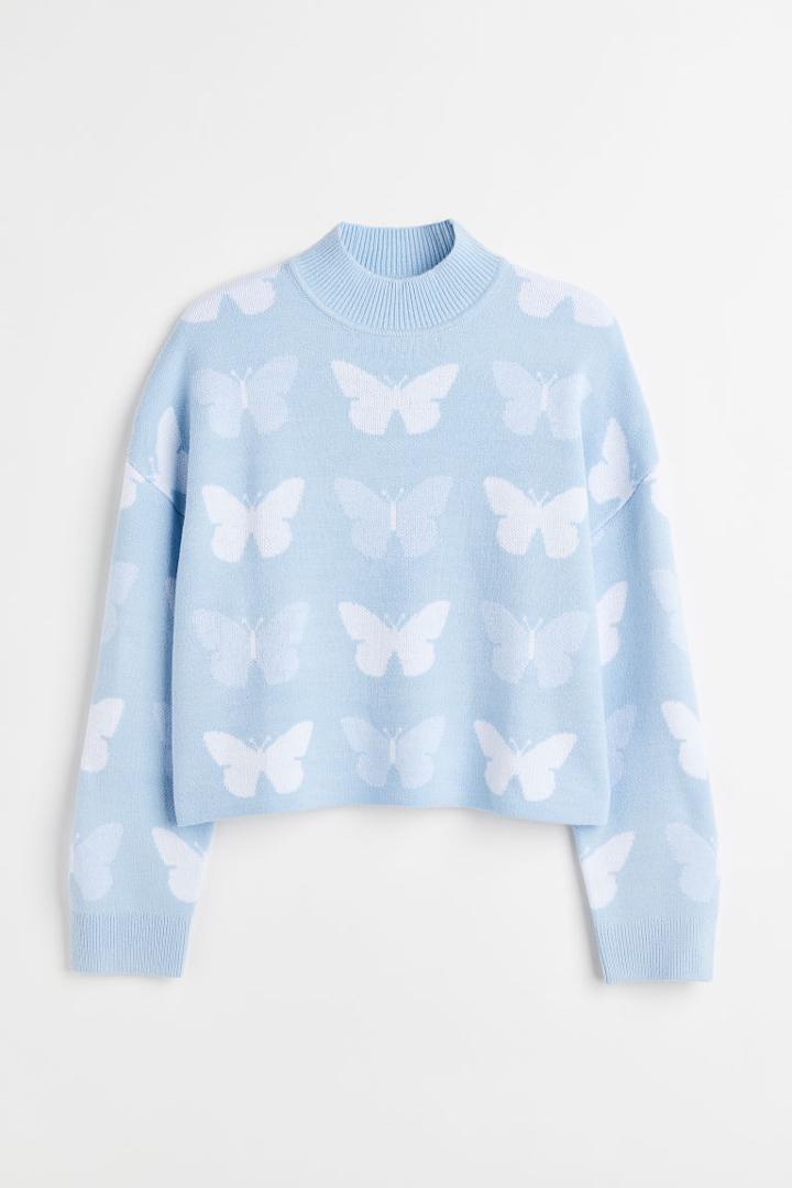 H & M - H & M+ Jacquard-knit Sweater - Blue