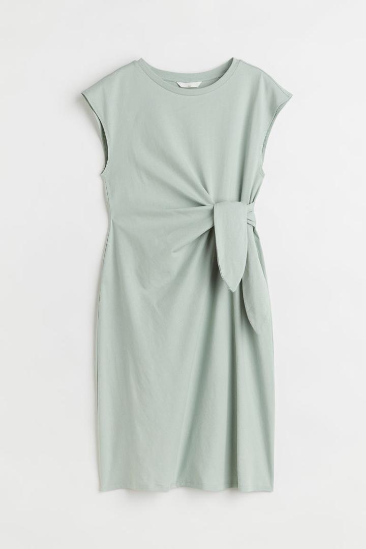 H & M - Mama Tie-detail Jersey Dress - Green