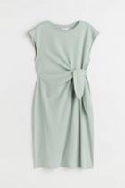 H & M - Mama Tie-detail Jersey Dress - Green