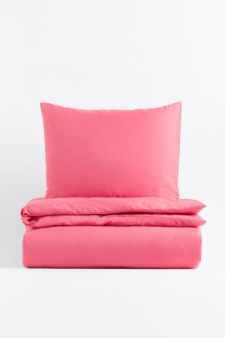 H & M - Twin Duvet Cover Set - Pink