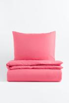 H & M - Twin Duvet Cover Set - Pink