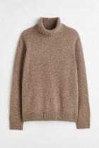 H & M - Relaxed Fit Wool Turtleneck Sweater - Beige