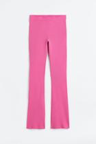 H & M - Ribbed Flared Pants - Pink
