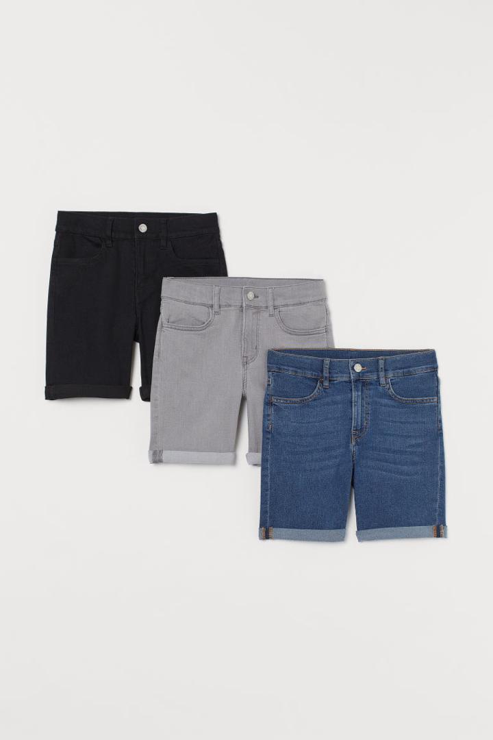 H & M - 3-pack Denim Shorts - Black