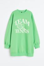H & M - Oversized Printed Sweatshirt Dress - Green