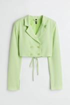 H & M - Crop Jacket With Ties - Green