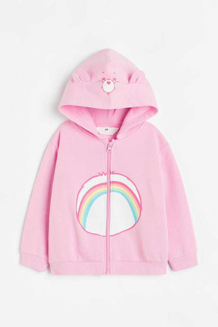 H & M - Printed Hooded Jacket - Pink