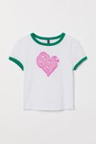 H & M - Short Printed Top - White