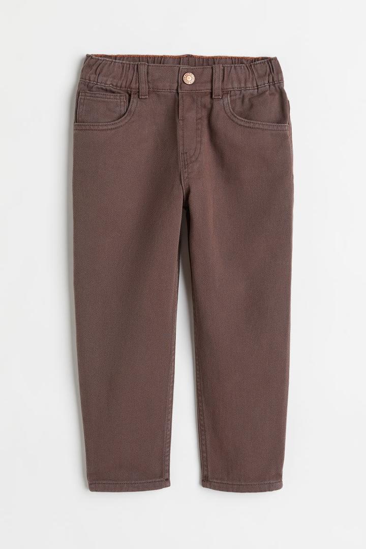 H & M - Loose Fit Twill Pants - Brown