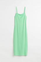 H & M - Open-backed Ribbed Jersey Dress - Green