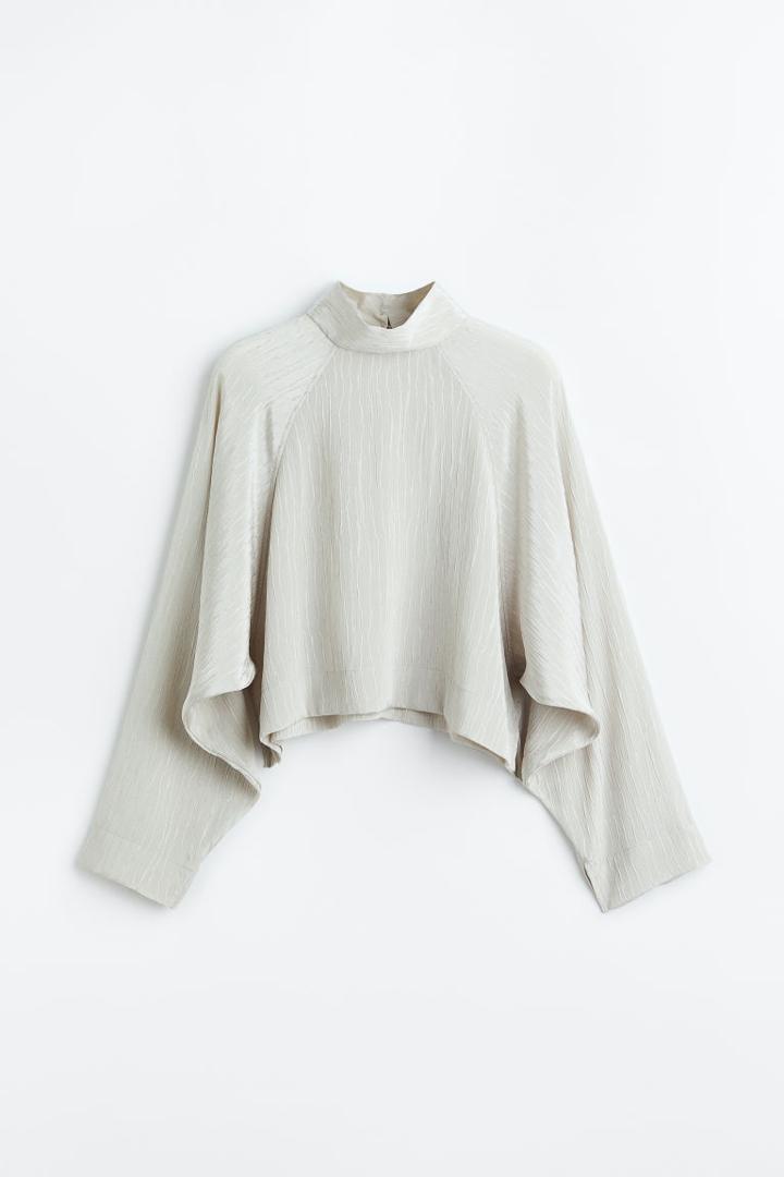 H & M - Batwing-sleeved Blouse - Brown