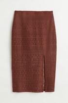 H & M - Crochet-look Calf-length Skirt - Beige
