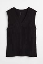 H & M - Oversized Rib-knit Sweater Vest - Black