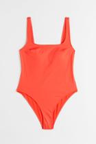 H & M - High Leg Swimsuit - Red