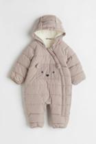H & M - Faux Shearling-lined Jumpsuit Overall - Brown