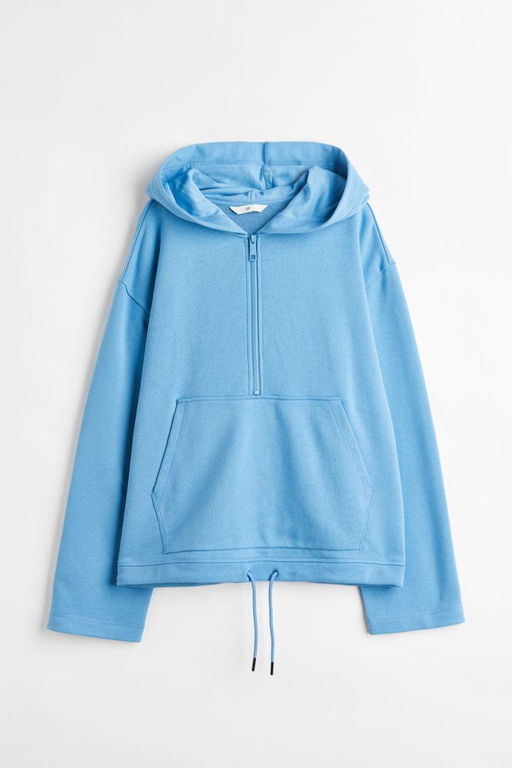 H & M - Half-zip Hoodie - Blue