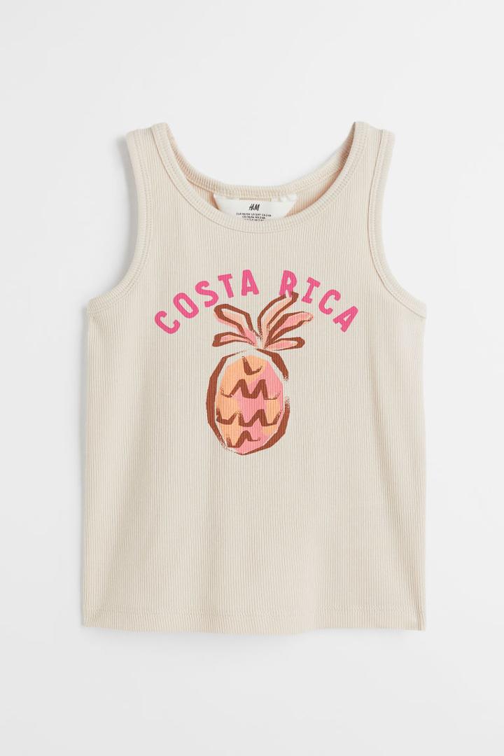 H & M - Cotton Jersey Tank Top - Beige