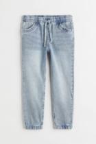H & M - Ruffle-trimmed Denim Joggers - Blue