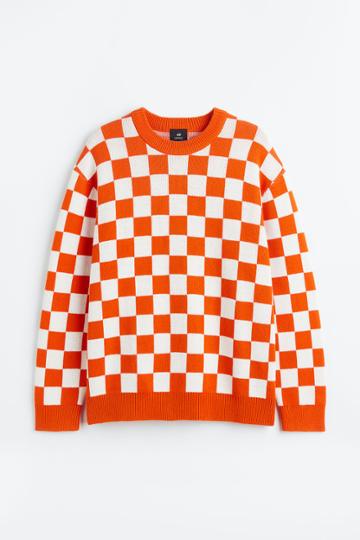 H & M - Oversized Fit Cotton Sweater - Orange